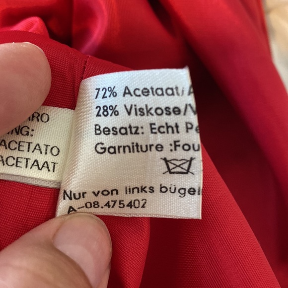 Vintage Sandra Pabst Red Dress with Real Fur - Picture 5 of 8